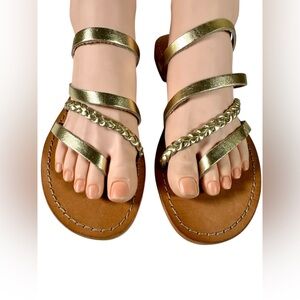 Cocobelle Gold Strappy Leather Sandals